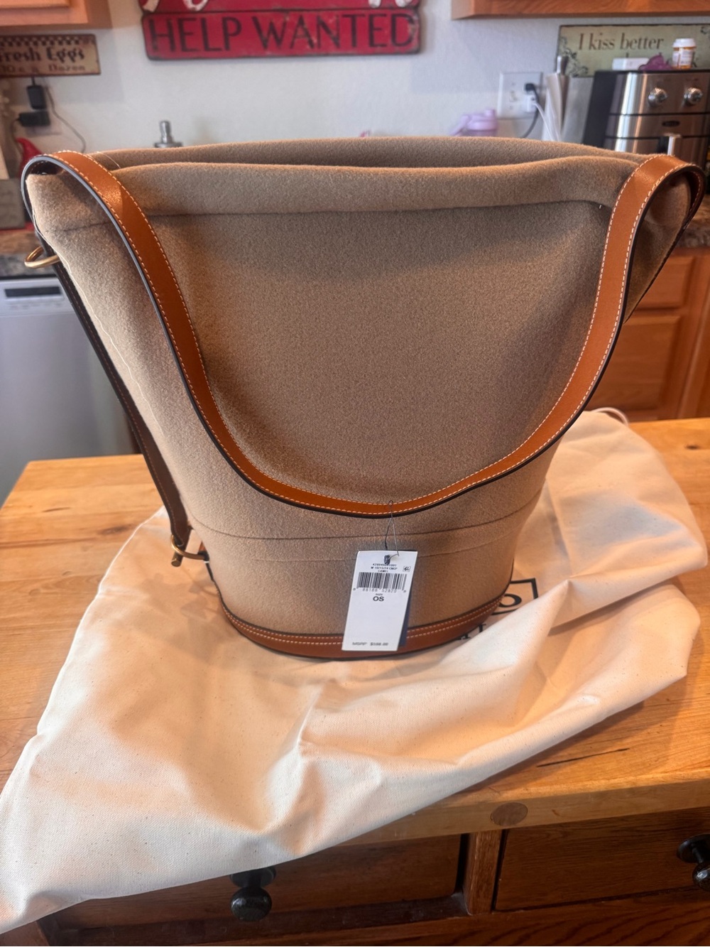 Polo Ralph Lauren Camel Women's Wool Shoulder Bag NWT